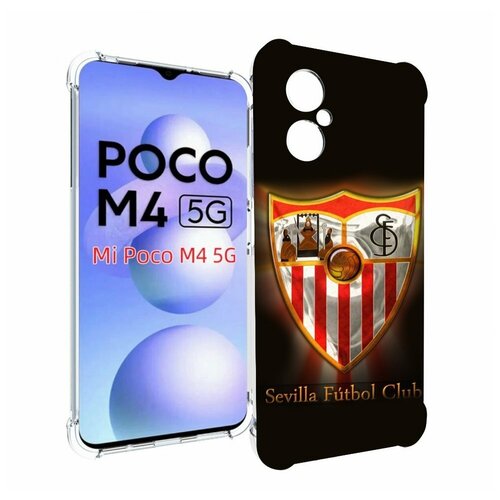 Чехол MyPads фк севилья испания мужской для Xiaomi Poco M4 5G задняя-панель-накладка-бампер