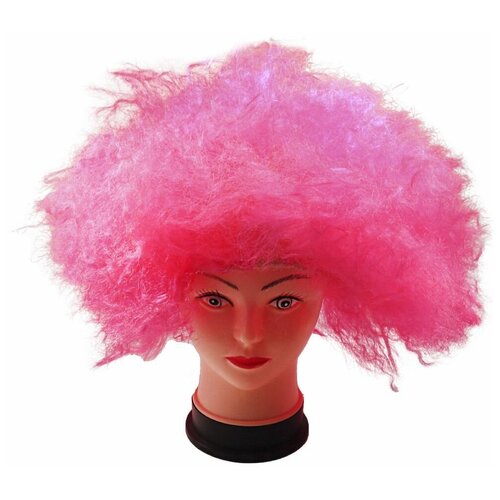 парик клоуна трехцветный триколор с носом в комплекте Карнавальный парик клоуна лохматый фуксия