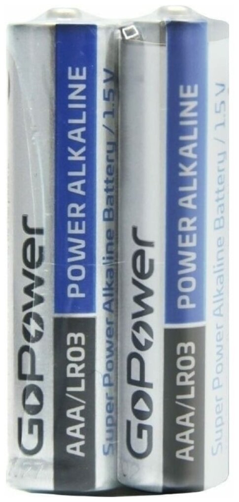 Батарейка GoPower LR03 AAA Shrink 2 Alkaline 1.5V (2/40/800) коробка (40 шт.) GoPower LR03 AAA Shrink 2 Alkaline 1.5V (00-00015600) - фото №1