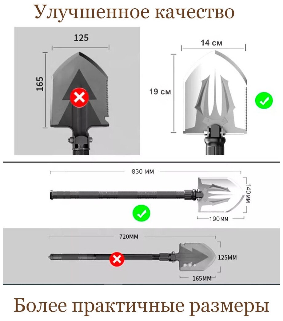 Лопата туристическая, саперная, складная, тактическая - фотография № 9