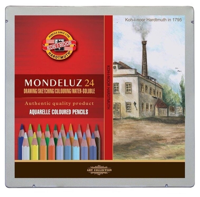 Карандаши акварельные KOH-I-NOOR "Mondeluz Landscape 3724", 24 цвета, заточенные (3724024013PL)