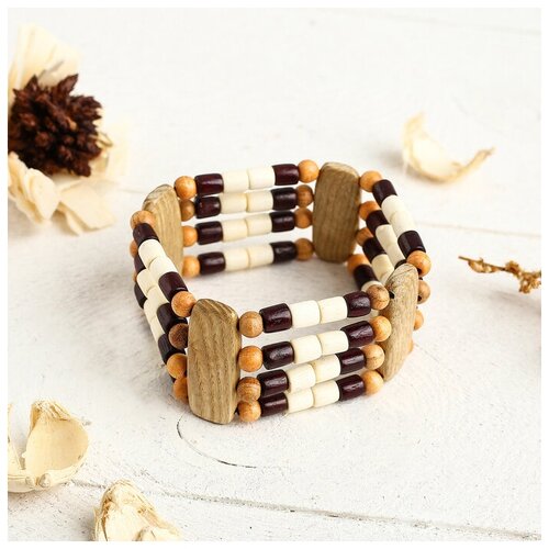 фото Браслет ручная работа, деревянный "четырёхрядная", цвет микс , d=5,5см romanoff