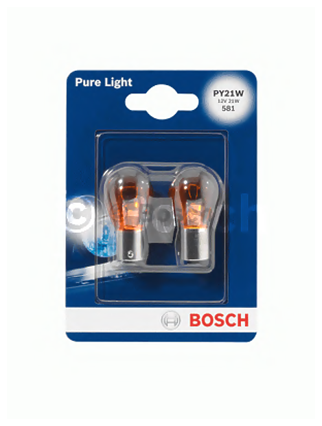 BOSCH 1 987 301 018 (032108 / 0532577507S / 07119900673) лампа 12v 21w py21w pure light (блистер 2 шт)