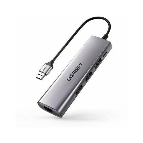 Сетевая карта Ugreen CM266 USB 3.0 - 3xUSB3.0+RJ45 Gray 60812