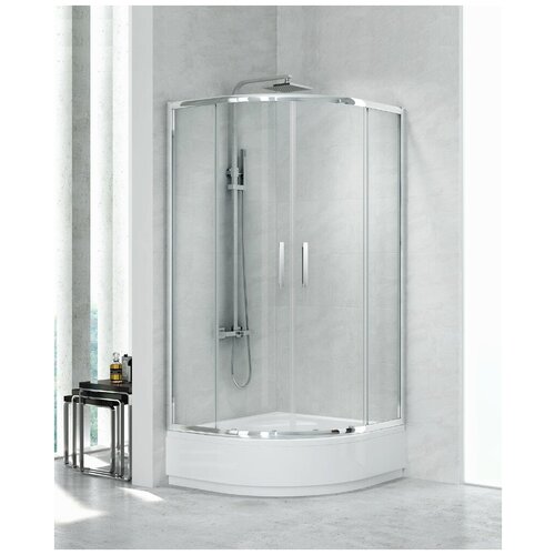 Ограждение душевое угловое с раздвижными дверями NEW TRENDY NEW PRAKTIC 2D K-0426 хром 900x900x1650