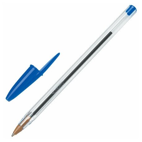 Ручки шариковые BIC набор 4 шт, Cristal original, пластиковая упаковка с европодвесом, синие