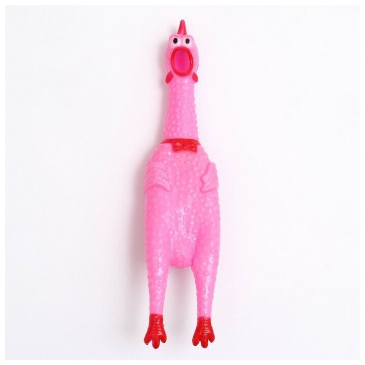 Игрушка пищащая "Задумчивая курица" для собак, 28 см, розовая - фотография № 1