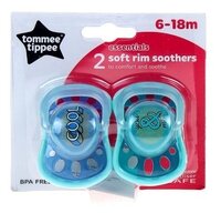 Пустышка латексная ортодонтическая Tommee Tippee Soft Rim 6-18 м (2 шт) голубой/бирюзовый