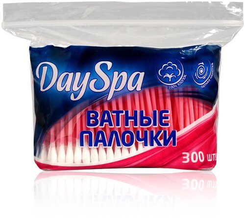 DaySpa ватные палочки, розовые, 300 шт., пакет