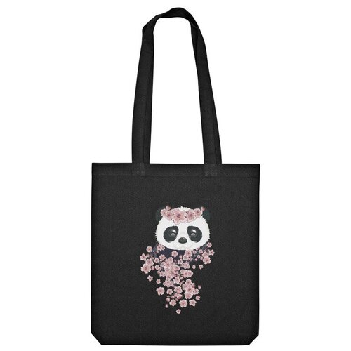 Сумка шоппер Us Basic, черный сумка панда с цветущей сакурой красный