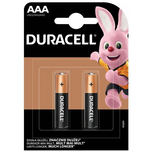 Батарейка щелочная DURACELL LR03 (AAA), 1.5V (2шт.) батарейка duracell optimum lr03 aaa блистер 4шт