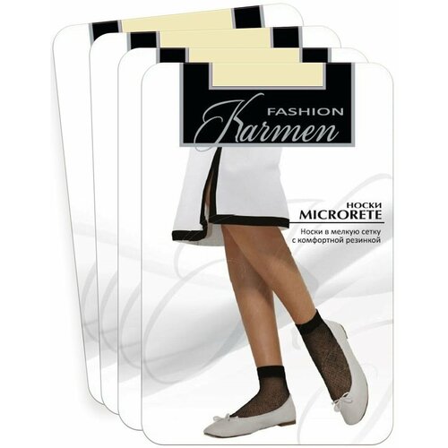 фото Женские носки karmen средние, в сетку, размер 1-unica, бежевый