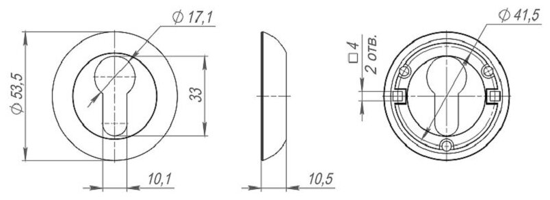 Накладка под цилиндр PUNTO ET.R.ZR54 (ET ZR) OB-13 античная бронза - фотография № 4