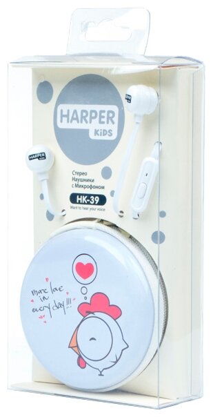 Наушники с микрофоном Harper Kids HK-39 White (шнур 1.2м)