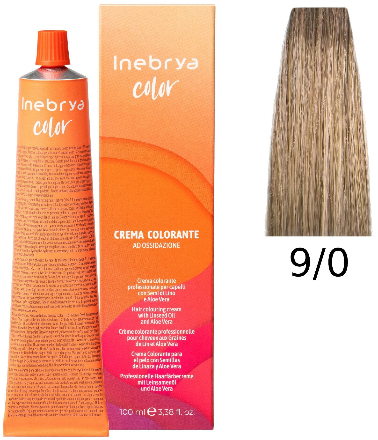 Крем-краска Inebrya Color Professional 9/0 Очень светлый блонд Натуральный 100 мл