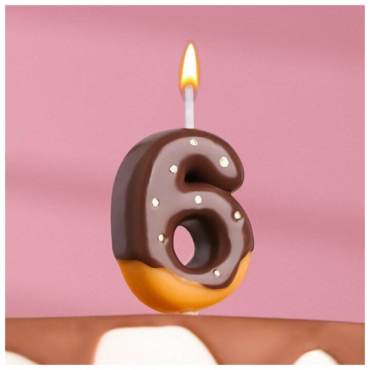 Свеча в торт "Шоколадная глазурь", цифра "6"