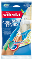 Перчатки Vileda Comfort & Care, размер S, цвет голубой/зеленый