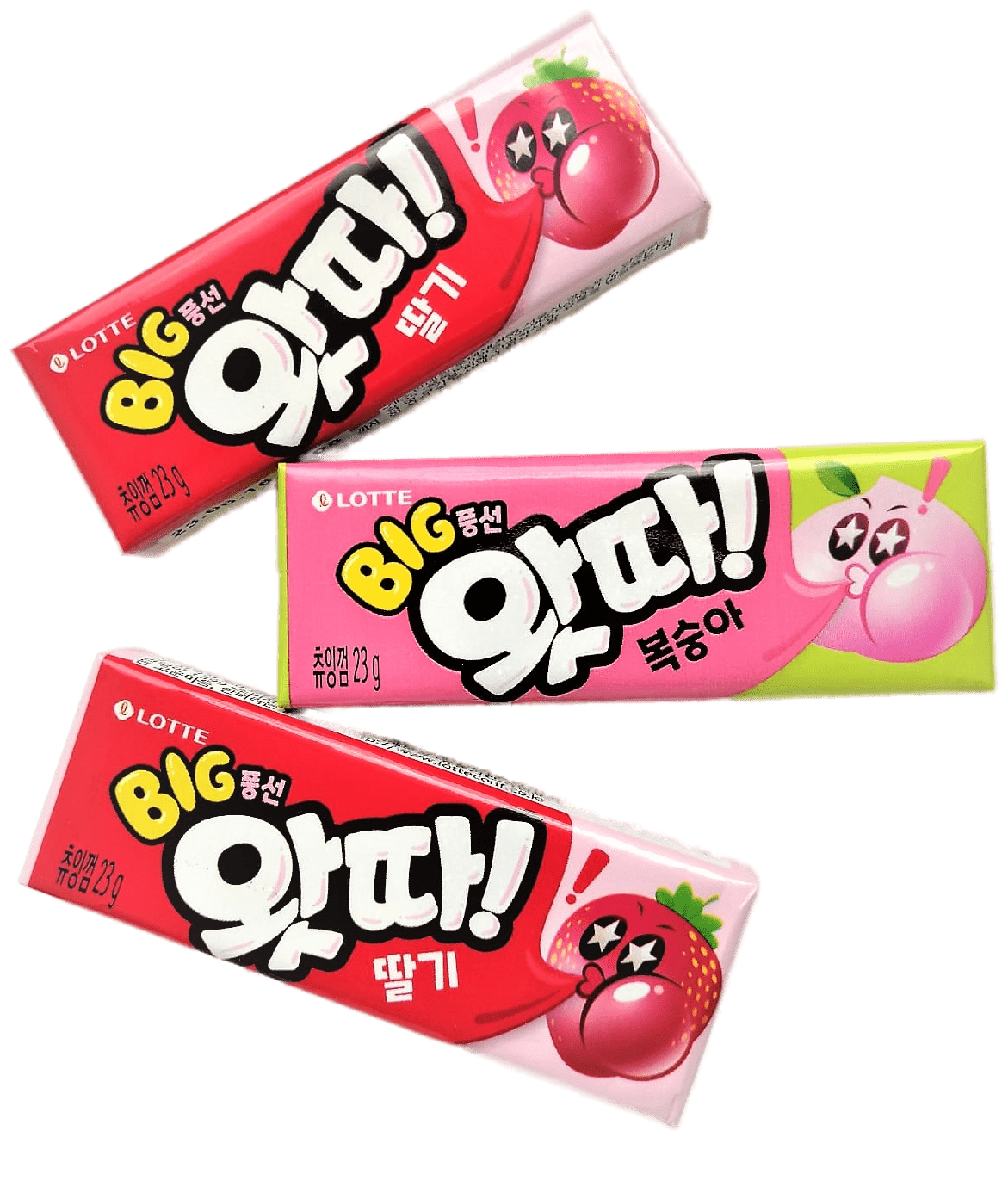 Японская жевательная резинка со вкусом Клубники и Персика WHATTA Big Bubble Gum, 23 гр. х 3 шт.. LOTTE, Япония - фотография № 2