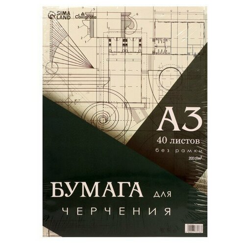 Бумага д/черчения А3 40л 200г/м² 297*420мм, без рамки, блок в т/у плёнке calligrata бумага д черчения а3 100л 200г м² 297 420мм без рамки блок в т у плёнке