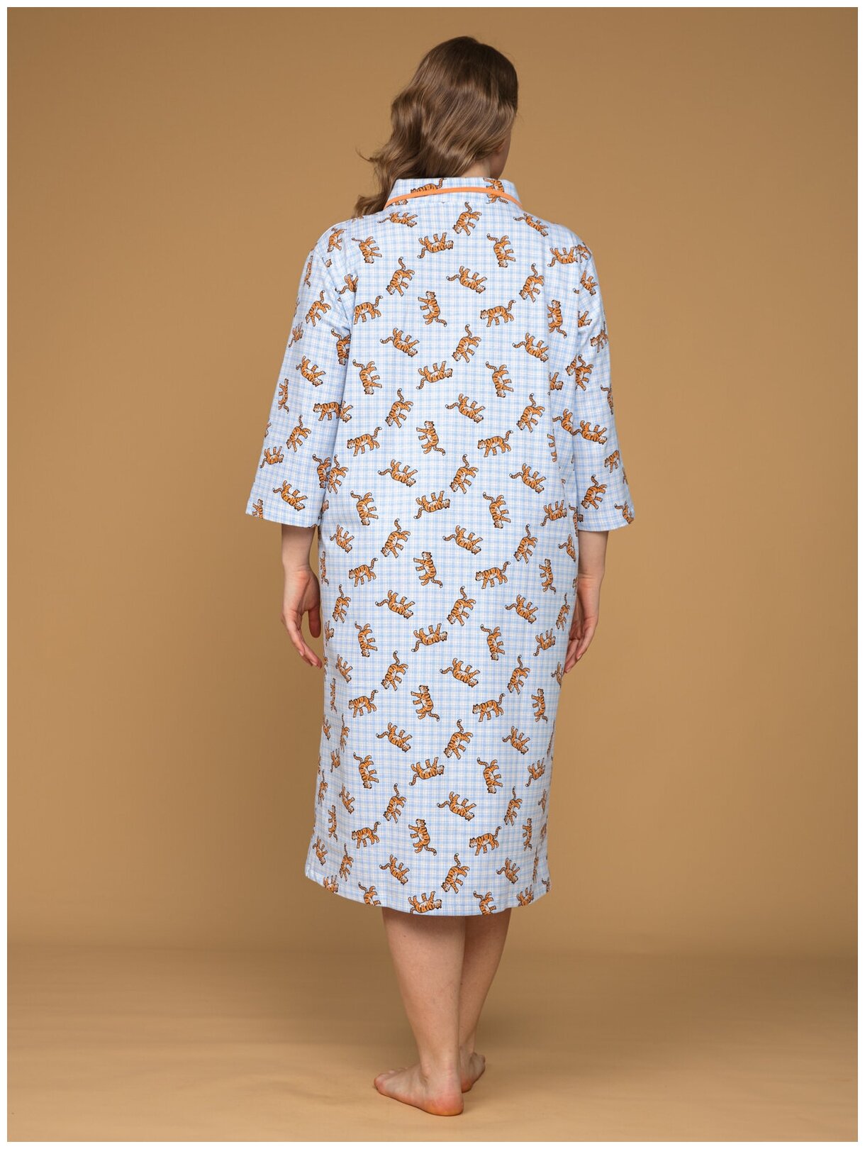 Ночная сорочка женская Алтекс с начесом голубая, размер 54 - фотография № 4