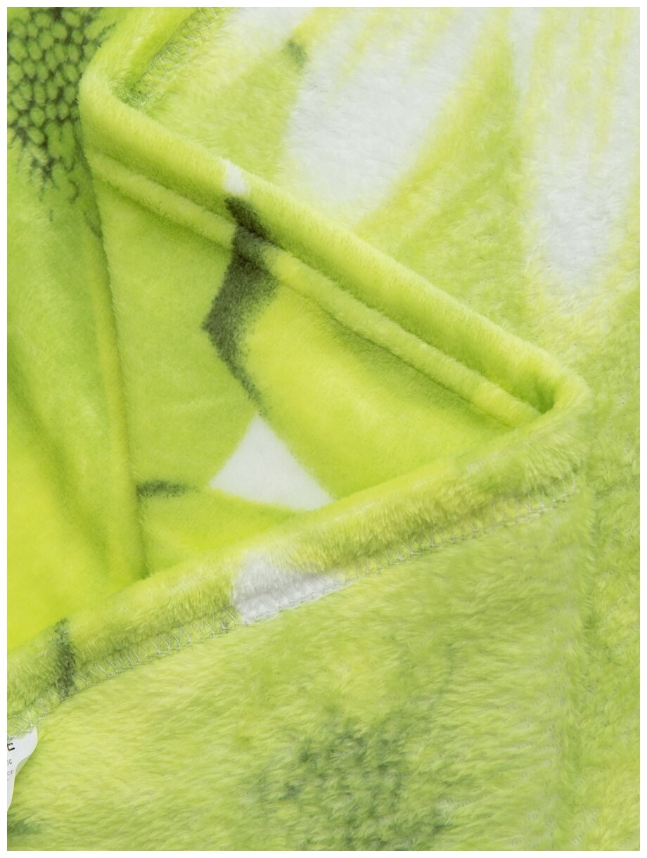 Плед TexRepublic Absolute Ромашки Фланель 140х200 см Зеленый/желтый/белый - фотография № 3