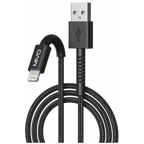 Кабель USB-Lightning Mivo MX-47L для зарядки Iphone/Apple/Ipad, 1м, 2.4А, оплетка кабель переходник для зарядки mivo mx 02m 2в1 micro usb apple lightning 30 см 2 4а сдснэ