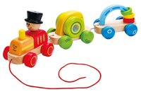 Каталка-игрушка Hape Triple Play Train (E0431) красный/зеленый/голубой/желтый