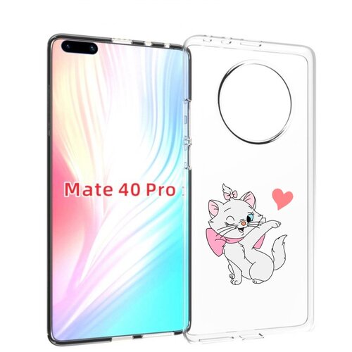 Чехол MyPads белая-кошечка-с-сердечком женский для Huawei Mate 40 Pro (NOH-NX9) задняя-панель-накладка-бампер чехол mypads блондинка с ушками женский для huawei mate 40 pro noh nx9 задняя панель накладка бампер