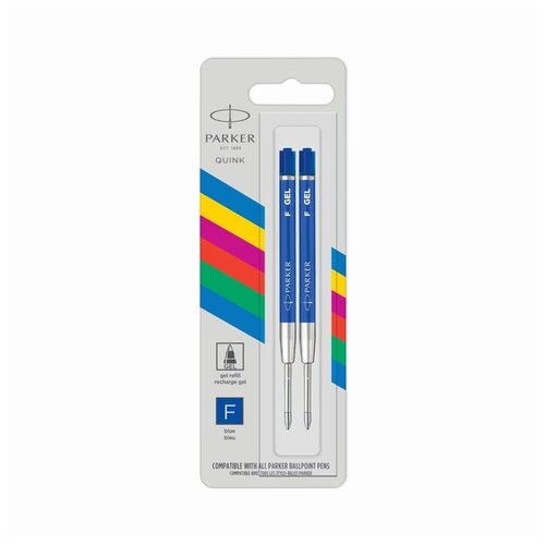 Стержень для гелевой ручки PARKER Cartridge Quink 2165504, 0,55 мм синий 2 шт.