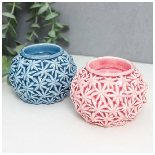 Подсвечник керамика на 1 свечу Морозные узоры 6х8х8 см 924₽