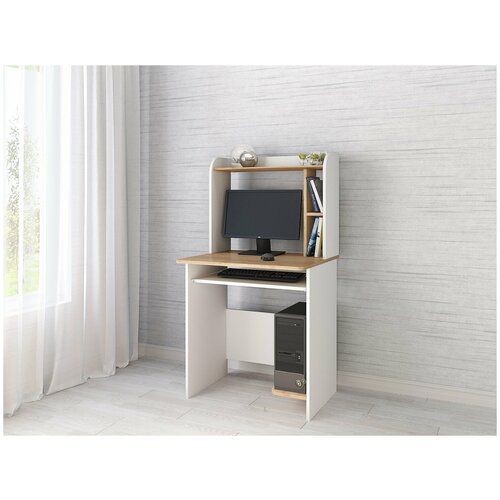 Стол компьютерный Тэкс Грета-1 (70х130х60см) Белый-дуб крафт золотой