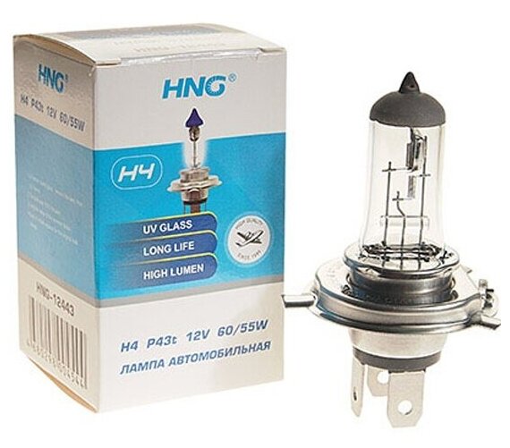 Лампа автомобильная Hng H4 12V 60/55W P43t, -12443