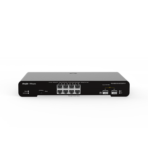 коммутатор axis t8516 poe network switch 5801 692 управляемый гигабитный коммутатор poe 2 sfp rj45 uplink порта и 16 poe портов с общей мощностью Коммутатор на 8 PoE портов Ruijie RG-NBS3100-8GT2SFP-P L2