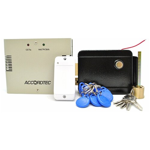 Комплект системы контроля доступа Accordtec №15 (Электромеханический замок / Брелоки / Блок бесперебойного питания)