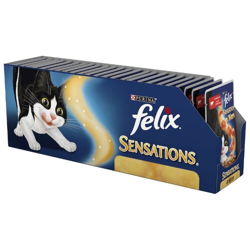 фото Корм для кошек Felix Sensations с говядиной и с томатами 24шт. х 85 г (кусочки в желе)