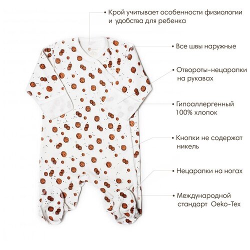 Комбинезон OLANT BABY для новорожденного, Cookies, размер 62 см