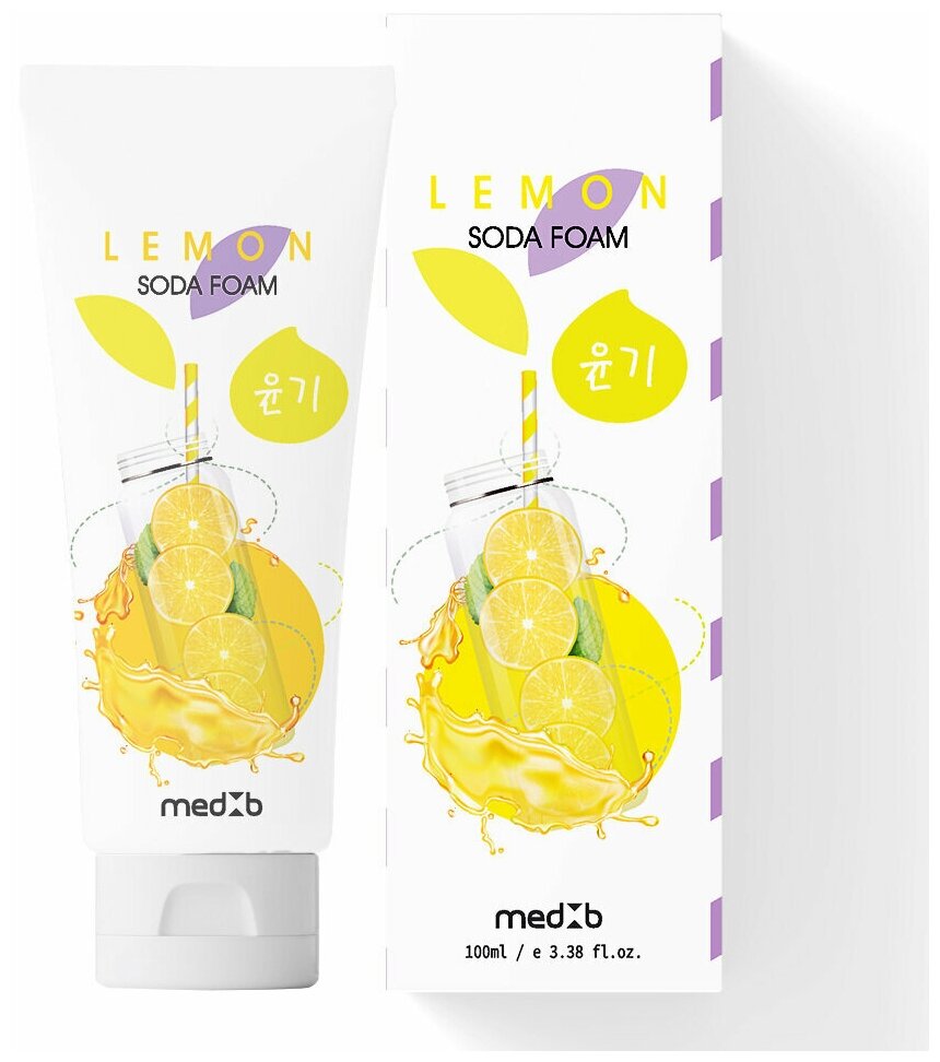Med B Пенка для умывания Сода с экстрактом лимона 100мл / Средство для умывания и очищения кожи лица с пищевой содой и лимоном Lemon Soda Foam, Корея