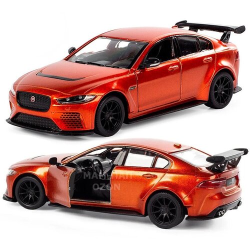 Металлическая машинка Kinsmart 1:38 «Jaguar XE SV Project 8» KT5416D, инерционная / Оранжевый металлическая инерционная машинка jaguar xe sv project 8 1 24 черный