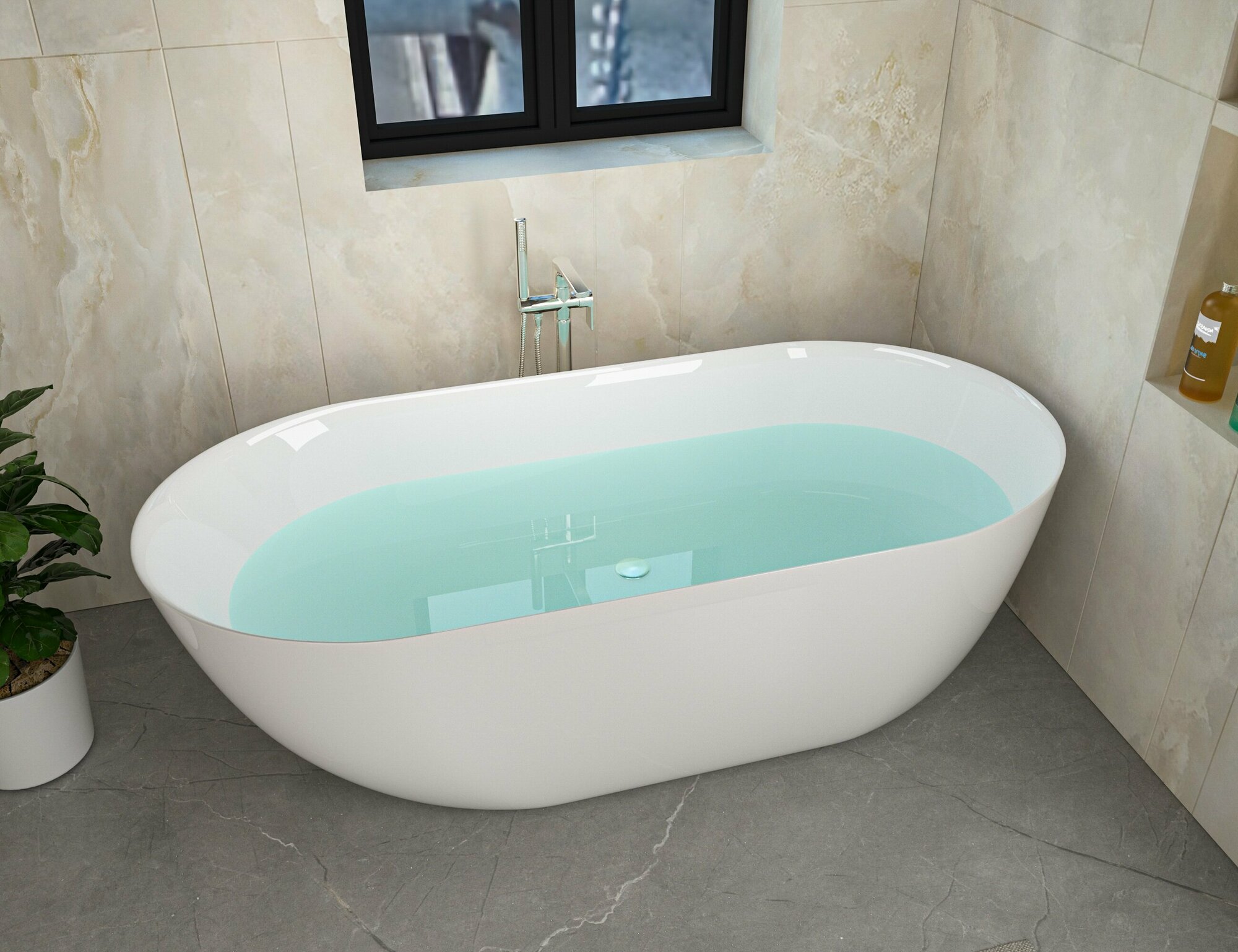 Ванна Cerutti SPA COMO 150 акриловая отдельностоящая со сливом-переливом 1500x750x560