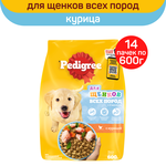 Сухой полнорационный корм PEDIGREE для щенков всех пород с 2 месяцев, с курицей, 14шт. по 600г. - изображение