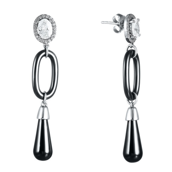 Серьги ELEMENT47, серебро, 925 проба, керамика