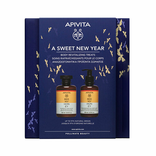 Апивита Набор Bee My Honey: Гель для душа 250 мл + Молочко 200 мл apivita a sweet new year bee my honey set