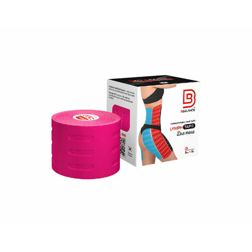 фото Перфорированный тейп для тела bb lymph tape™ 5 см × 5 м хлопок розовый bbalance