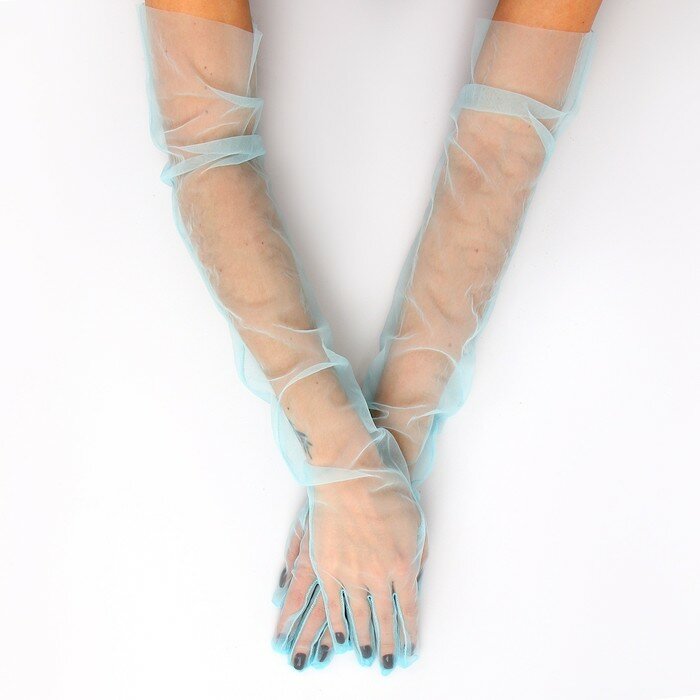 Страна Карнавалия Карнавальный аксессуар- перчатки прозрачные, цвет синий