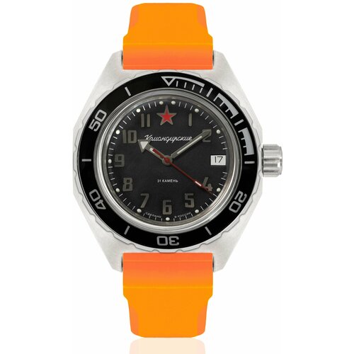 Наручные часы Восток Командирские, оранжевый наручные часы восток командирские механические с автоподзаводом командирские 650537 resin orange оранжевый