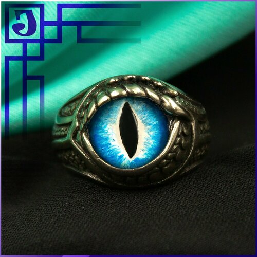 Печатка Joker-Studio кольцокрасныйглаздракона, стекло, размер 20, голубой, золотой