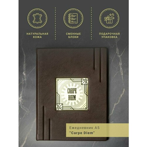 Ежедневник Carpe diem из натуральной кожи недатированный А5 на кольцах carpe diem сандалии