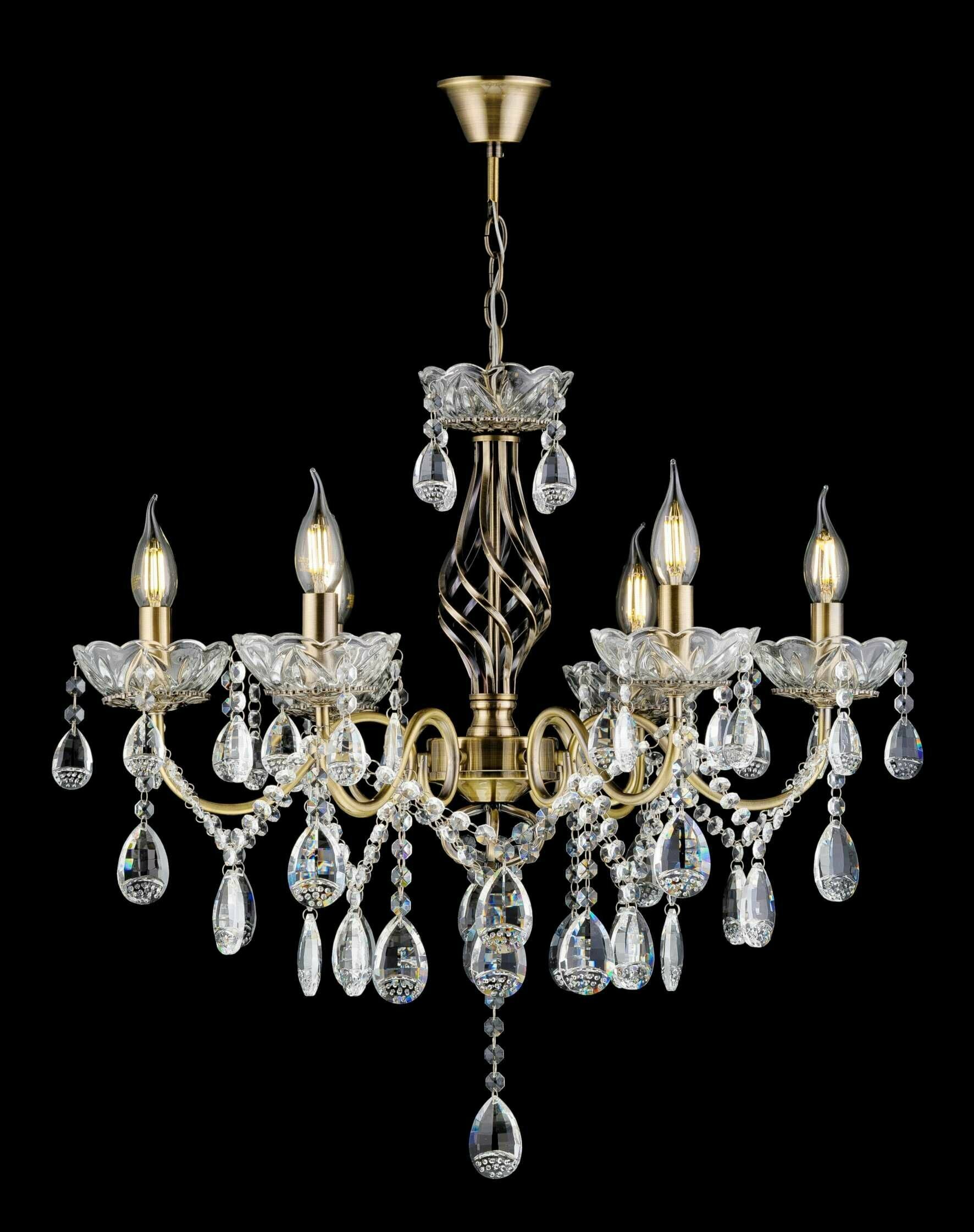 Люстра подвесная в классическом стиле с сменными лампочками Свет Столицы N2313-6 AB цоколь E14