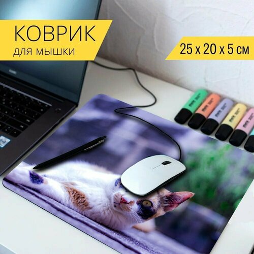 Коврик для мыши с принтом Кошка, feline, животное 25x20см. коврик для мыши с принтом кошка кот feline 25x20см