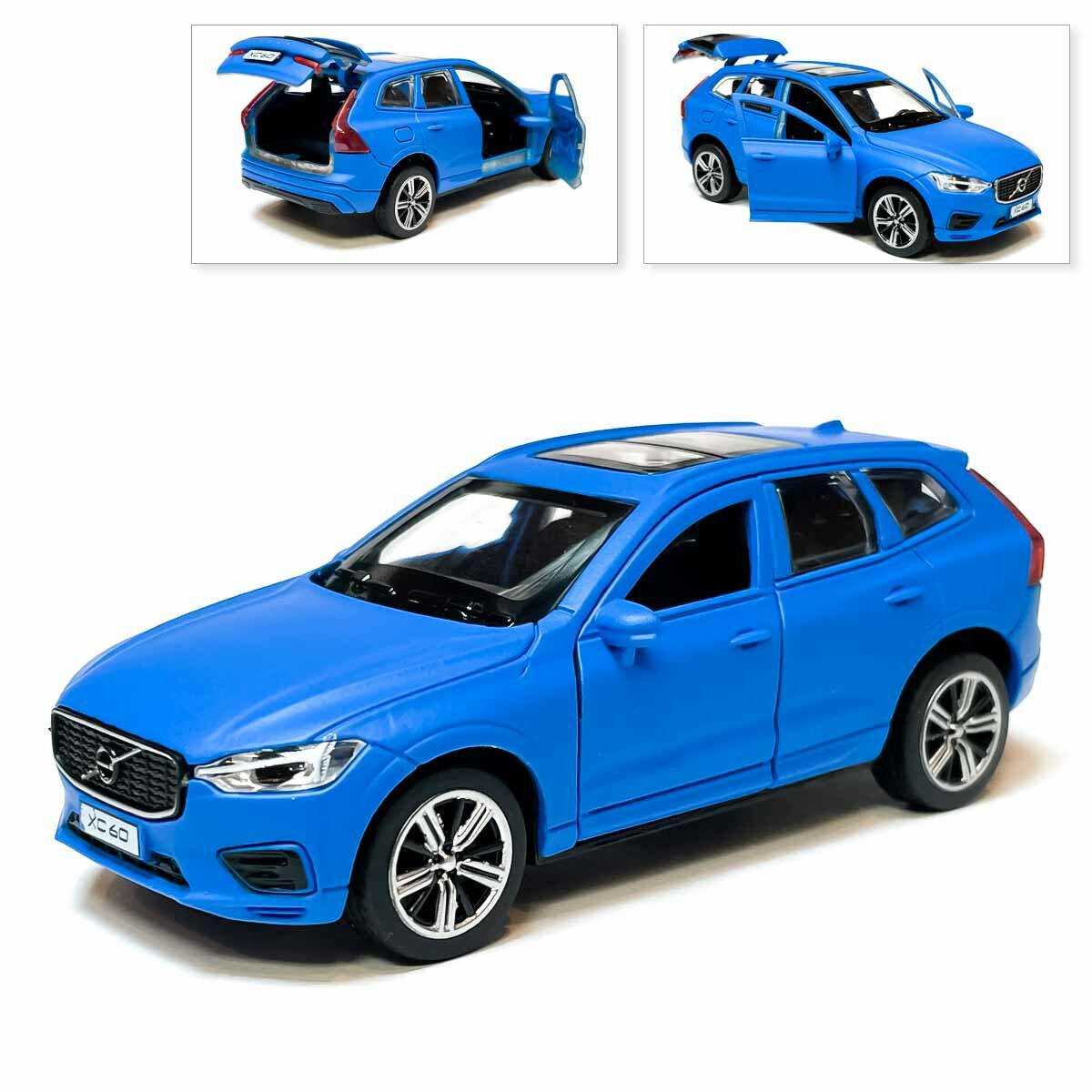 Машинка коллекционная Volvo XC60, инерционная, металлическая, синий, Технопарк, 12 см